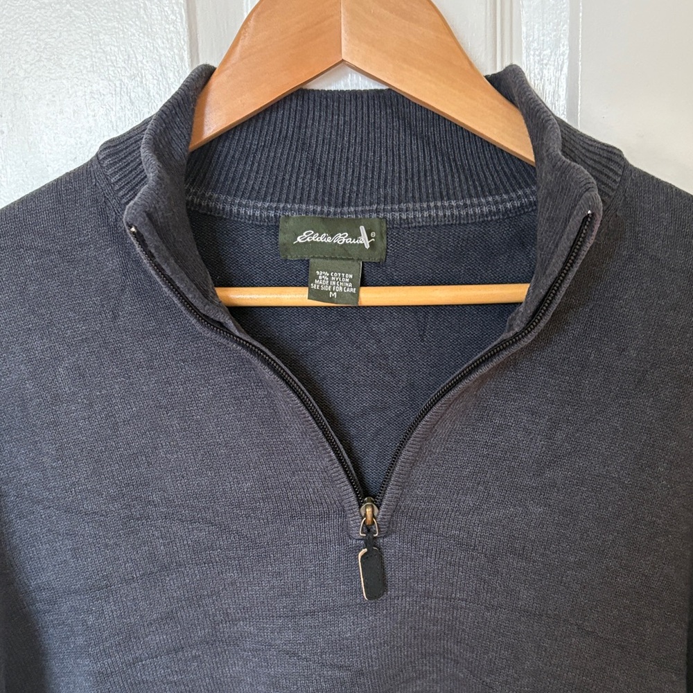 Eddie Bauer Men's Charcoal Zip-Up Sweater